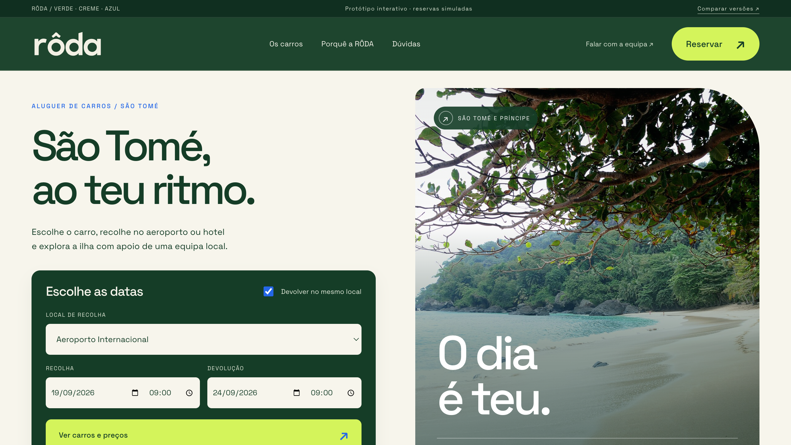 Apresentação visual do website RÔDA